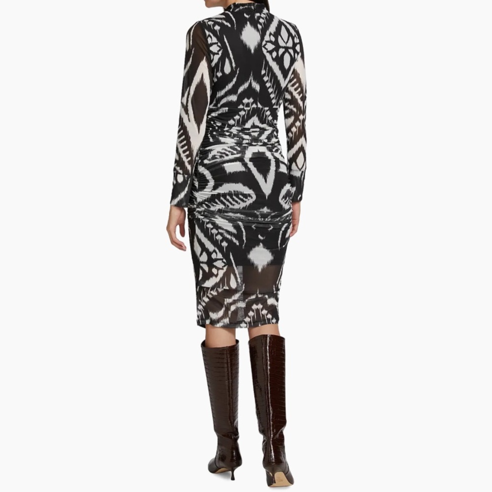 Farm Rio Ikat Ruched Tulle Midi-Dress - Picture 5 of 11